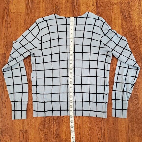 Ann Taylor Loft Womens Sz Medium Cardigan Sweater Windowpane Check V-Neck - Picture 7 of 9